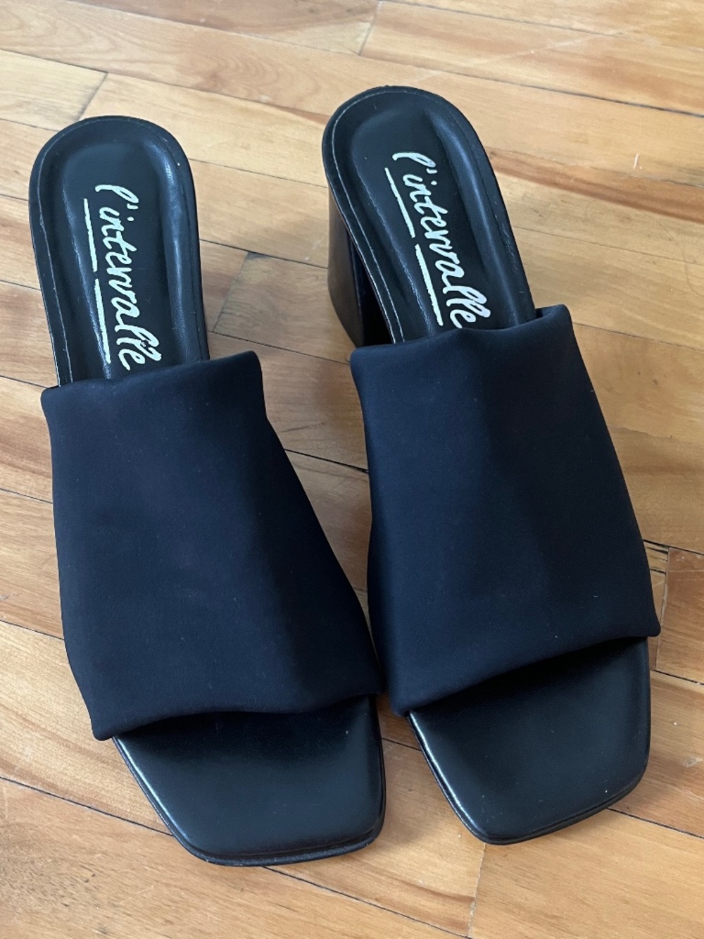 Stretchy square toe fabric 90s-style mules, 90% new - L'Intervalle Size 39
